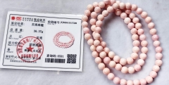 Multi strands 3rows Genuine Pale Pink Conch Pearl Streach Bracelet Natural Product, 6mm ball mala round beads
