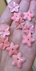 20pcs  Pink Conch  Hand Carved Rose Flower 15mm drilled earrings bead DIY