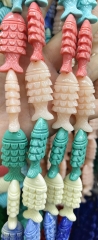 Large Pink Conch Shell (Made Of Powder Of Shell, Color Is Enhanced) Double Fish Pendant Bead Green Aniamals 40x15mm 15.5inch