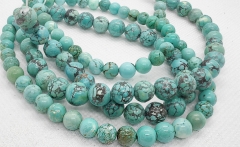 Matrix white turquoise Round Blue Turquoise Beads,2mm to 10mm 15.5" ball disco Gemstone Beads,Charm Loose Bead for Necklace bracelet