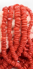 Red Coral Rondelle Beads Natrual Coral Heishi Beads Disc Disk Freeform Spacer Beads Loose Coral Beads supplies 15.5" full strand