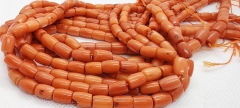15.5inch  Orange Bamboo Coral Jewelry Polished Barrel  Drum Rice Shaped Beads. 6-12m Gemstone Beads For jewelry making
