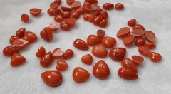 5 Pieces Genuine Coral Cabochon Round  flat back Disc Coin roundel  triangle drop oval 6-10mm Loose Smooth Polished Gemstone,rings beads DIY
