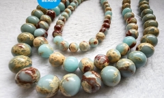 Wholesale Natural Snake Skin Jasper 4mm 6mm 8mm 10mm 12mm Round Beads  Brown Red Beads Aka African Blue Opal 15.5" Strand