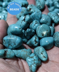 Half Hole--10pcs Turquoise Freeform Raw Nugget Freeform 10-20mm Beads  Brown Bronze Coffee Blue Green  Gemstone  earrings pendant cabochons