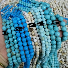 Faceted Turquoise 2-12mm Round  Ball Cut Natural Gemstone Loose Beads 15.5" Jewelry Bracelet Necklace Material Supply
