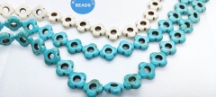 15.5inch Five Petal  Blue White Rainbow Jet Turquoise Stone Beads Synthese Flower Clover 4 leaves 15-30mm   Flower Hollow Spacer beads