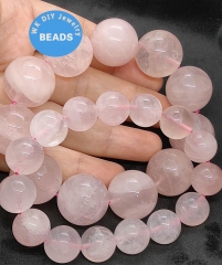 100% Large 20mm to 4mm Rose Quartz Bracelet Jewelry  Round Pink Quartz Bead Stretch Bracelet - Genuine Rock Qurtz Gemstones girl Gift