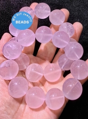 100% Large 20mm to 4mm Rose Quartz Bracelet Jewelry  Round Pink Quartz Bead Stretch Bracelet - Genuine Rock Qurtz Gemstones girl Gift
