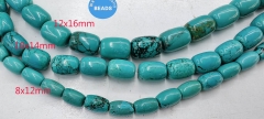 Natural Stabilized Turquoise Bracelet 8-18mm 15 inch Drum Barrle Oval Rice Green Blue   Gemstone