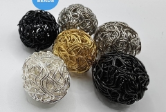 10PCS Jet Gunmetal gold silver brass Wrapped Ball Rice Drum Barrel spacer Beads, Rondelle  connector for Necklace Bracelet Jewelry Making