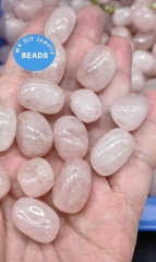 20pcs Genuine Natural Rose Quartz Loose Beads Bicone Barrel Drum Gemstone freeform Nugget Tumbled Stone  Pink Crystal  Healing Stone earring