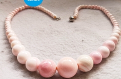Natural Queen Conch Necklace, Light Pink White Queen Conch Shell Pear Round Ball 6-14mm Beads Handmade Beaded Necklace Length 20"