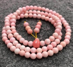 108pcs Pink  Queen Conch Necklace 6mm 8mm 10mm  Round Ball CONCH SHELL Prayer Beads Mala for Mantra chanting,  Handmade