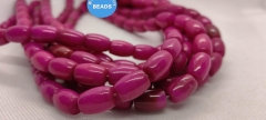 15.5" Hot Fuchsia  peach blossom jade round beads, pink flower Rondelle Heishi Rice Egg Oval Round Jadeite  gemstone, semi-precious stone