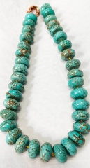 1strand 14mm size 22inch necklace  Turquoise Rondelle Candy Necklace, 14K Gold Filled, Abacuse Wheel Jewelry, chunky turquoise necklace
