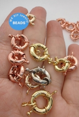 10PCS Stearling Silver Rose Gold Sterling Silver Spring Ring Clasp,18K Gold  Clasp 2 Strands, Clasp  Loop,Connector for Bracelet Necklace
