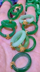 Hot Pink  Green Jade  Gemstone Ring 6-10US Jewelry Gift For Her ~ Rectangular Bar Gold Ring ~Micro pave  925 Sterling Ring ~ Gift Ring 1PCS