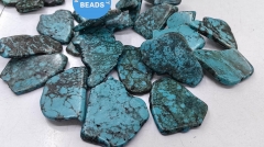 6pcs Natural Turquoise Polished Stone | Slab Flat Turquoise Nuggets | Turquoise Crystal, Healing Stones Pendant Earrings Charm 20-60mm