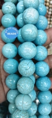 large Swiss Blue Matrix Veins Turquoise Beade  Stretch Bracelet,Stone Bracelet, Accessory Women & Men Aqua Blue Round bead 4-25mm 8inch
