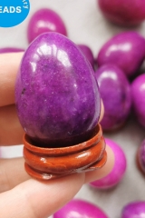 Sugilite Tumble Rare Semi Precious Gem 40x30mm 1pcs Sphere Egg Oval Solid Stone, Cherry Purple Crystals,Healing Beads--Wood Stand gift
