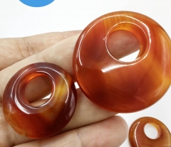 Large White Agate ,Slice Red Carnerial  stone pendant,48-55mm PI Donut Circle Onyx  beads, Genuine Striped Carnerial beads  jewelry 1pcs