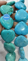 Large Turquoise 10-40mm 16inch Heart Beads Turquoise Gemstone Love Cabochon Pendnat, Loose Designer Crystal For Jewelry Making Supply