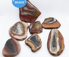 Large Stone Pendant Necklace   Slice Picture Jasper 20-80mm(3")  Triangle Drop Freeform Slab Onyx  Striped Carnerial beads 1PCS