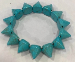 Handmade turquoise bangle, Oval Bar Spikes turquoise bracelet, man woman bracelet, gemstone bead, Stretch Bracelet, Unisex Bracelet