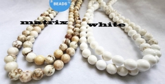 Genuine Wild Horse  White Turquoise Beads Round ball 2-12mm 15.5"  Loose bead  For  Jewelry Making