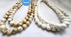 Genuine Wild Horse  White Turquoise Beads Round ball 2-12mm 15.5"  Loose bead  For  Jewelry Making