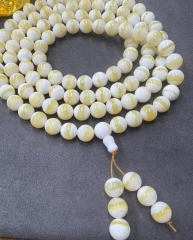 AA 108pcs Genuine Conch Shell Beads  gold Slice  Partition Beads Spiritual Ritual Tibetan Buddhist Meditational 108 Prayer Rosary Beads