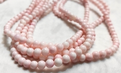 15.5" Genuine Baby Pink Queen Conch Round Pears AA Grade 6mm 8mm 10mm  12mm 14mm 16mm Loose beads for jewelry making