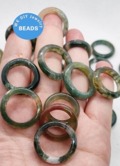 Genuine Moss Agate Ring  6-10US 1PCS Gemstone Ring , Crystal Ring Quartz Ring , Round Circle Band Wedding Ring , Crystal Gift , Home Decor