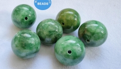 Rare Old Jadeite Beads  green jadeite   16mm and 14 beads the green jade  ,white coral or white agate