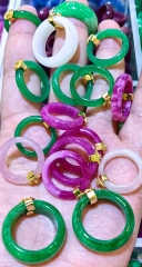 Hot Pink  Green Jade  Gemstone Ring 6-10US Jewelry Gift For Her ~ Rectangular Bar Gold Ring ~Micro pave  925 Sterling Ring ~ Gift Ring 1PCS