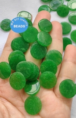 12pcs Double Flat coin Disc jadeite beads Cabochons,10-25mm Round Green  jade stone cabs  for jewelry making