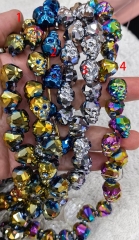 12PCS AB Mystic Blue Black Clear white Crystal Handmade Skull Bead 13X15mm Skeleton Head DIY