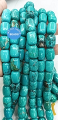 Natural Stabilized Turquoise Bracelet 8-18mm 15 inch Drum Barrle Oval Rice Green Blue   Gemstone