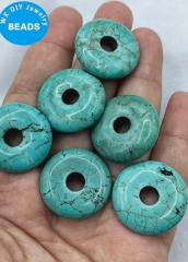Wholesale 10pcs Blue  turquoise donut for spirituality 20-50mm Round Circle Doughnut Donut PI Gemstone Pendant Loose Bead Jewelry Making