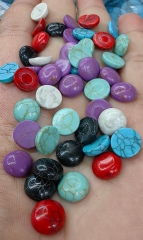 10pcs Mixed   Rock Quartz Turquoise Agate Jade Lapis Lazulie  Gemstone Cabochon Round disc 4-25mm Ring Beads Focal Cabs Stone Jewelry DIY