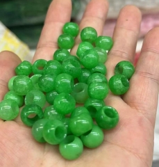 Wholesale 20PCS Drum Beads Natural Jade Rondelle  Emeral Green jadeite 10x8mm Rice Drum Barrel Spacer Beads for jewelry making big hole