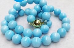 20inch Royal Blue Turquoise Necklace with Clasp Round Beads Green Turquoise 4mm 6mm 8mm 10mm Jewelry Necklace for Gift