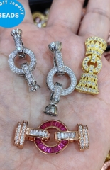 Large Necklace Layering Clasp, Multi Clasp, Layering Necklace, Layered Necklace, Ruby Micro Pave Clasp,Jewelry Necklace Buckle,1-20pcs