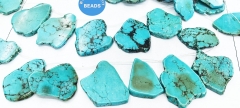 6pcs Natural Turquoise Polished Stone | Slab Flat Turquoise Nuggets | Turquoise Crystal, Healing Stones Pendant Earrings Charm 20-60mm