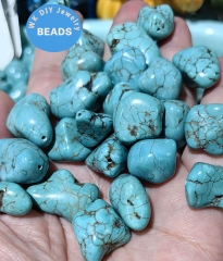 Half Hole--10pcs Turquoise Freeform Raw Nugget Freeform 10-20mm Beads  Brown Bronze Coffee Blue Green  Gemstone  earrings pendant cabochons