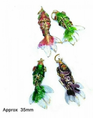 Large Handmade Fish, rainbow Cloisonne, brass Carp, Koy, Pendants,75-105mm Blue, Black, Goldfish, Pink Charms Eearrings Jewelry Making 1pcs