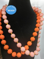 Tangerine Orange  Red Coral Streatch Bracelet  12mm  Round ball Pink Coral  Necklace -20inch Beads  Loose Coral Beads supplies