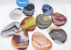 Large Stone Pendant Necklace  Pink Green Blue Brown Yellow  Agate 40-60mm Triangle Drop Freeform Slab Onyx  Striped Carnerial beads  1pcs