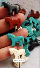 Double Carved 12pcs Mixed Blue turquoise stone 24x17mm Horse Animal beads for jewelry making DIY Craft